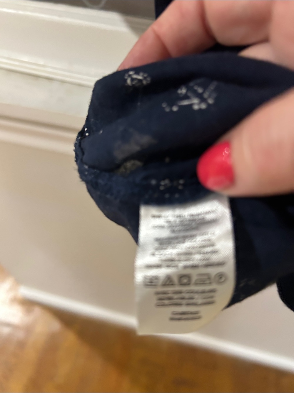 LOFT Navy Short-Sleeve Embroidered Peasant Blouse - Picture 4 of 4